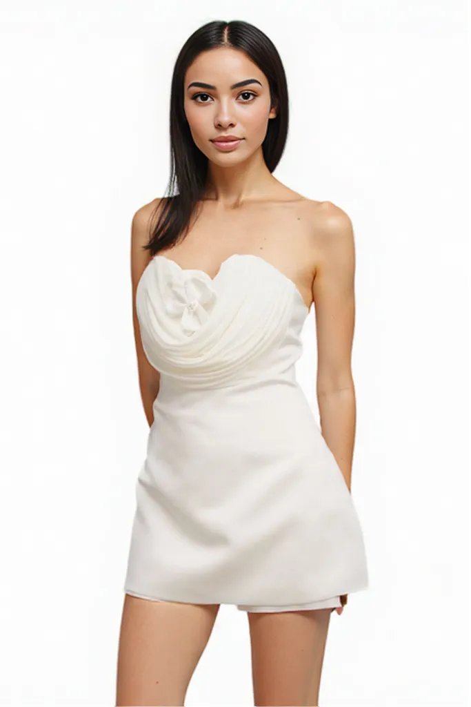 White Tube Mini Dress with Skorts