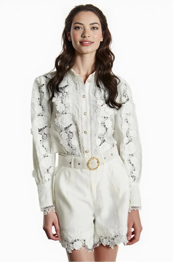 White Crochet Lace Top and Short