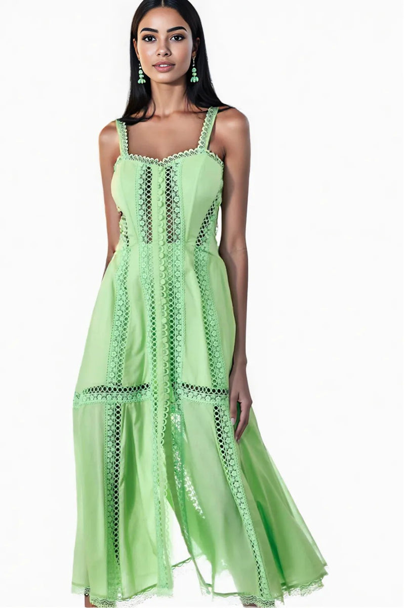Green Crochet Midi Dress