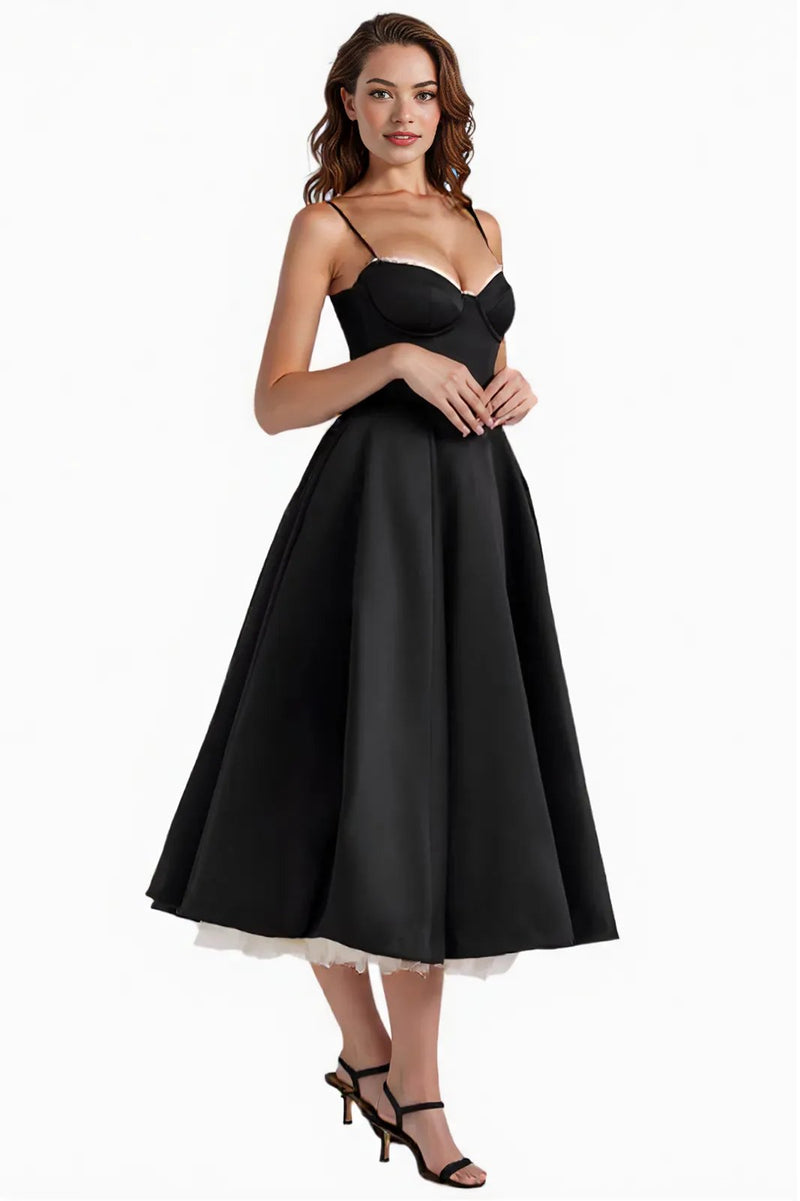 Black Silky Midi Dress