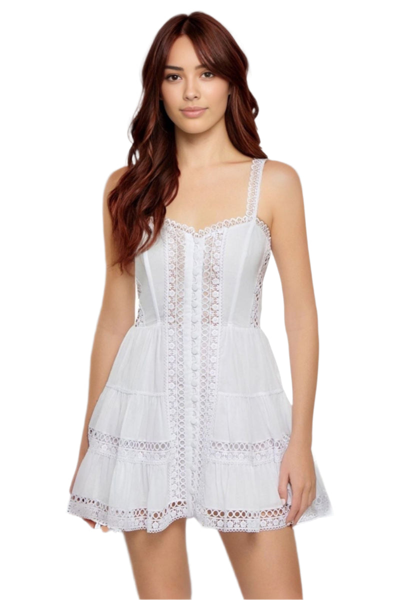 White Crochet Mini Dress