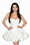 White Corset Scallop Mini Dress