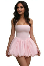 Pink Scallop Halter Mini Dress