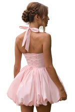 Pink Scallop Halter Mini Dress