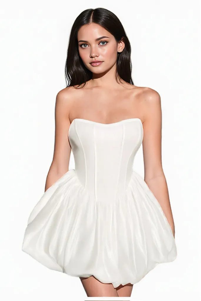White Corset Scallop Mini Dress
