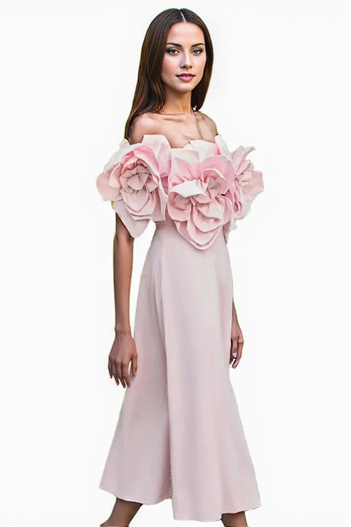 Light pink Tube Midi Dress