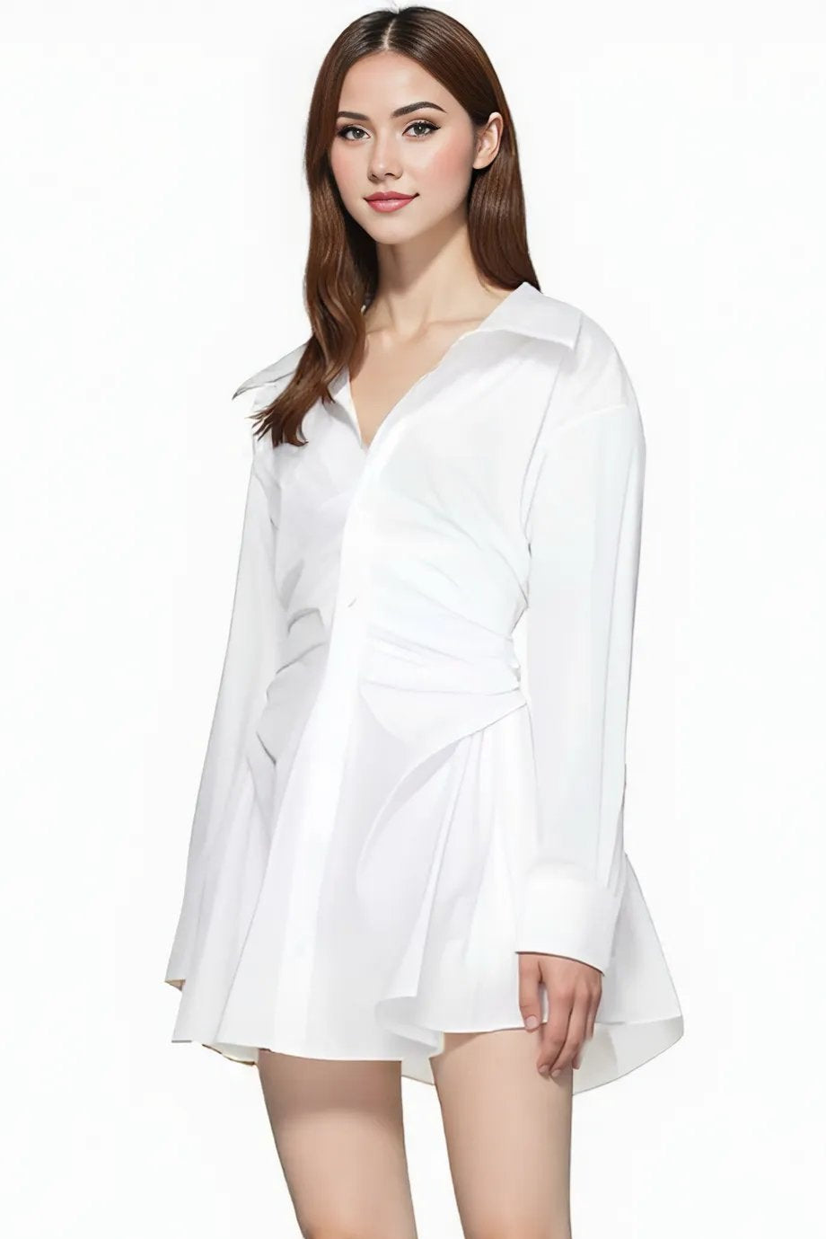 White Mini Dress with Long Sleeves