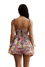 Floral Print Pleated Mini Dress