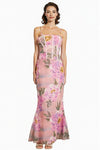 Pink Floral Corset Maxi Dress