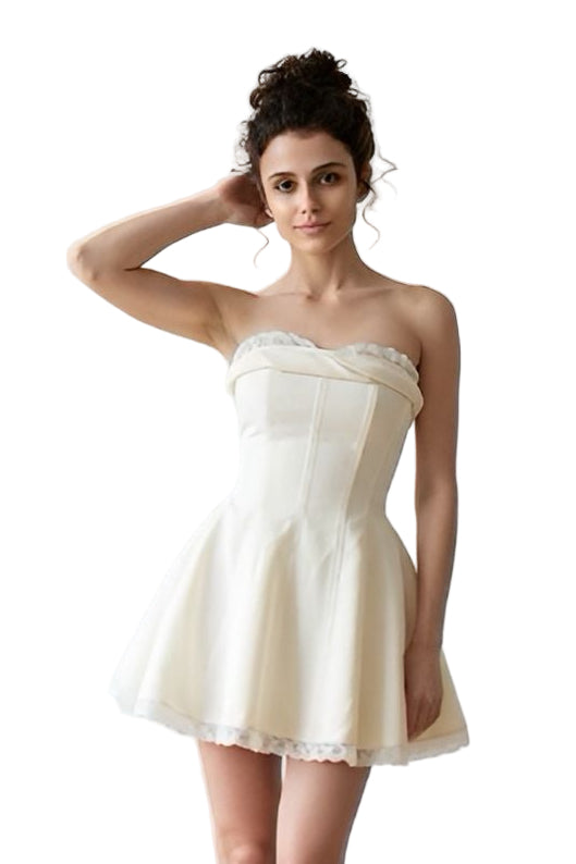 Beige Tube Mini Dress