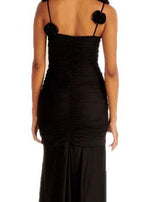 BLACK SATIN MAXI DRESS