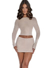 Beige Top and Mini Skirt with Crystal