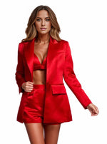 Red Blazer Top and Shorts Set