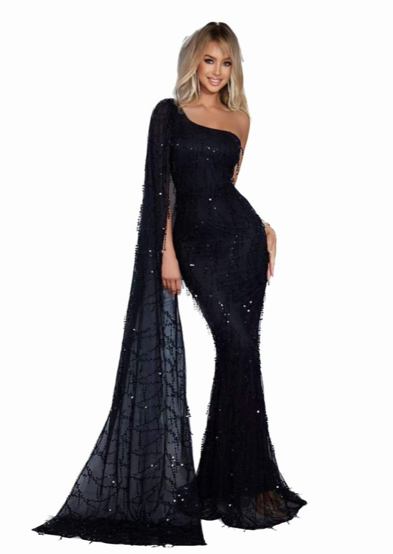 Black Sequins Evening Dress