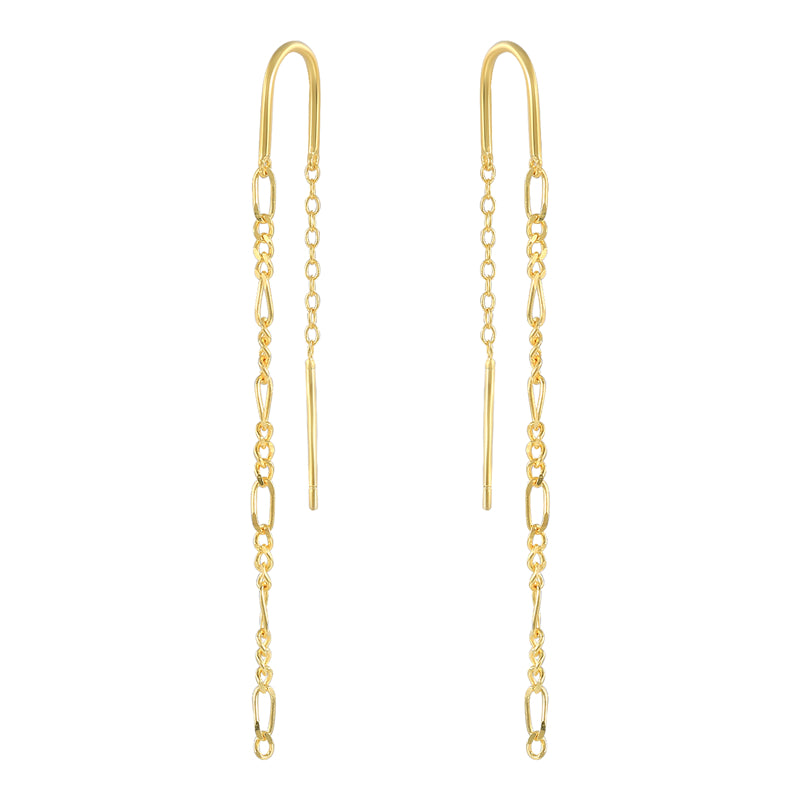 yellow gold simple chain earring