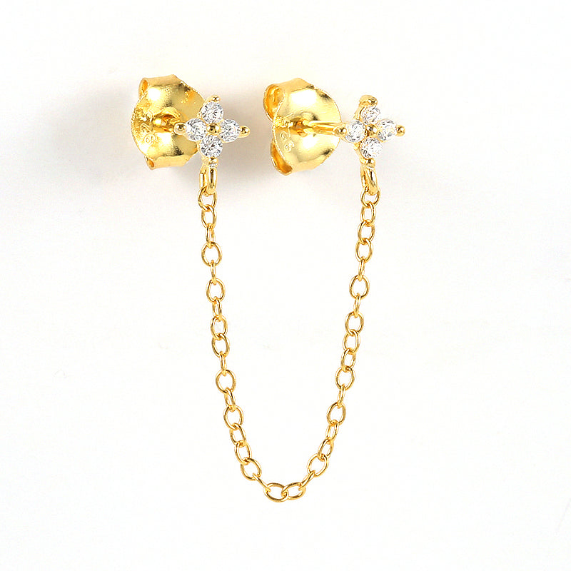 yellow gold star stud earring