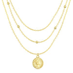 Three Layer Coin Pendant necklace silver