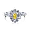 Silver Yellow Oval Multi Halo Ring
