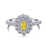 Silver Yellow Oval Multi Halo Ring