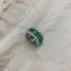 Silver Triple Eternity Simulated Emerald Ring