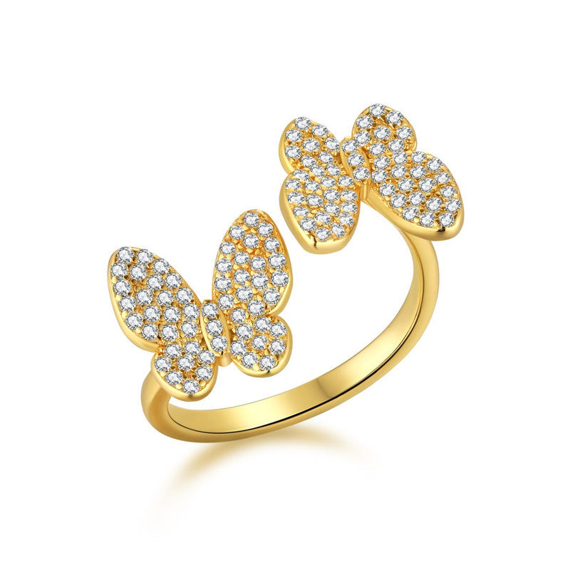 Butterflies Ring in Yellow Gold