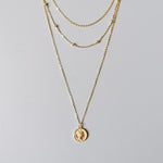 Three Layer Coin Pendant necklace silver