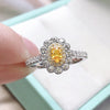 Silver Yellow Oval Multi Halo Ring