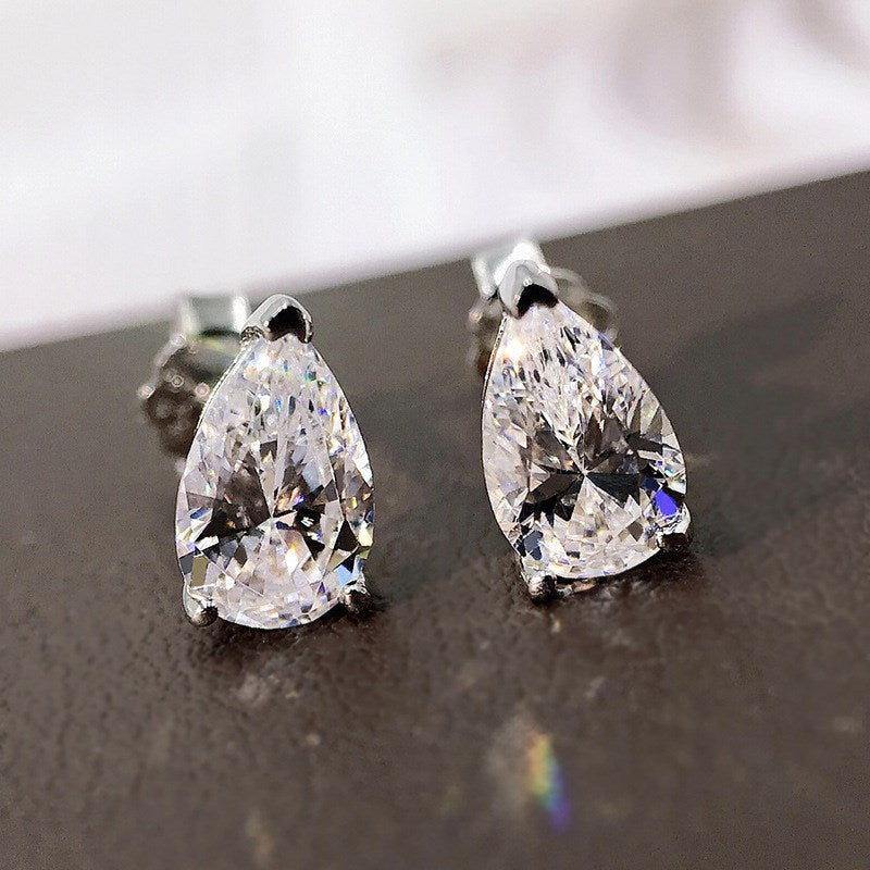 Silver Pear Studs