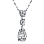 Silver & Simulated Diamond Pear Oval Heart Pendant