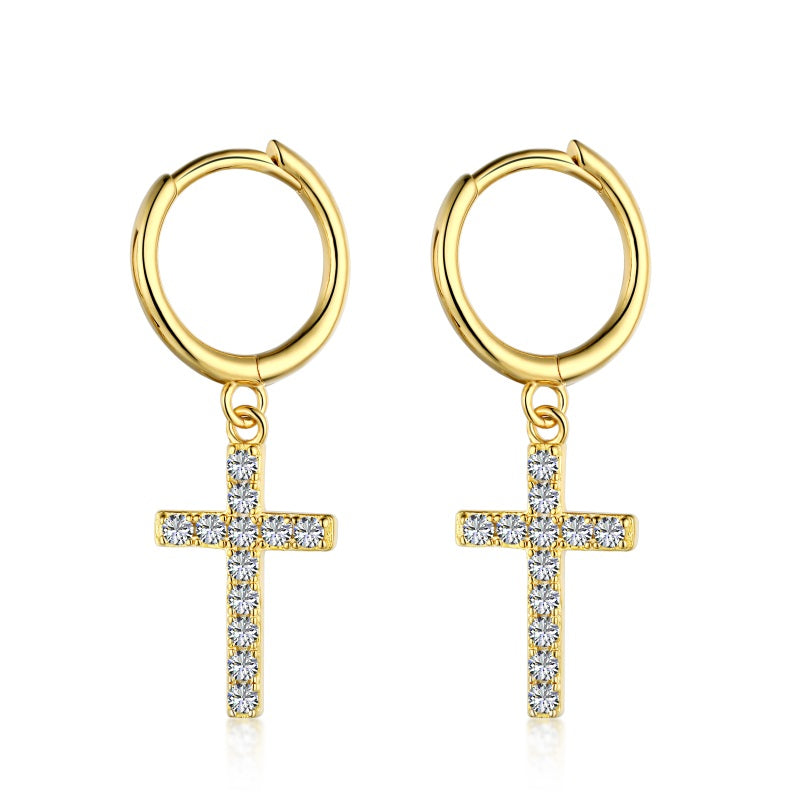 Cross Hoops G Plated silver