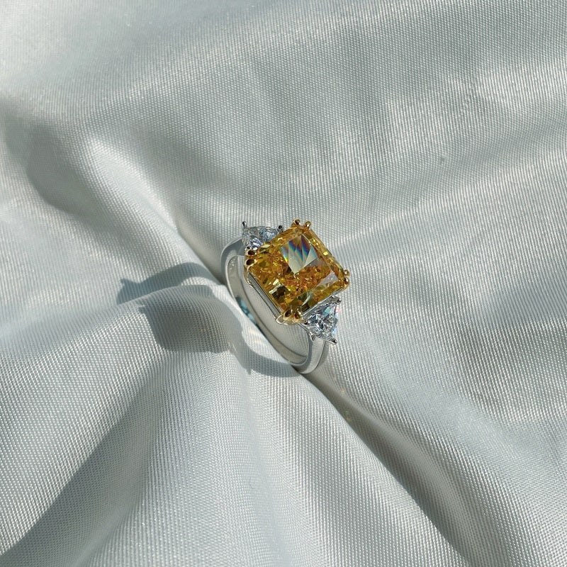 Silver Yellow Princess Big Ring