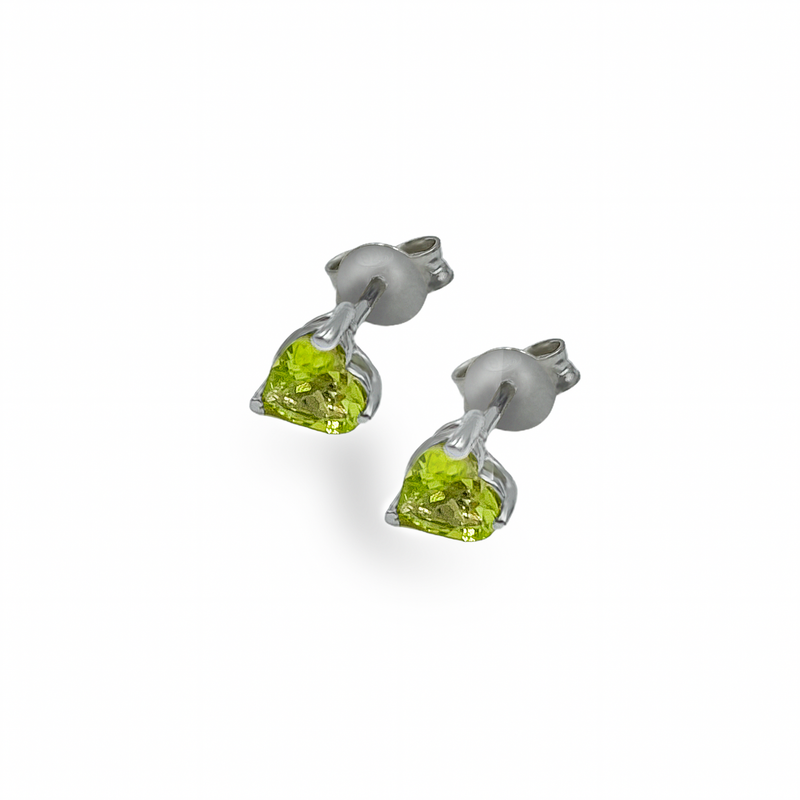 4mm Heart Shaped Natural Peridot Studs