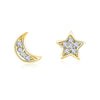 Star and Moon Studs Yellow Gold