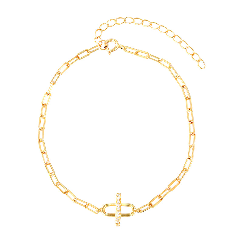 yellow gold paperclip bracelet