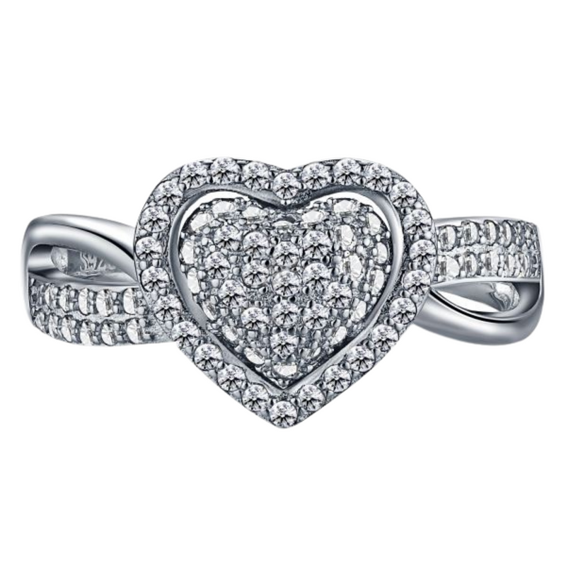 Silver Micro Setting Heart Ring