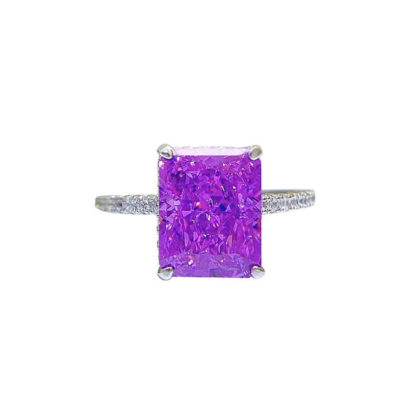 Silver & Simulated Diamond Purple Cushion Solitaire